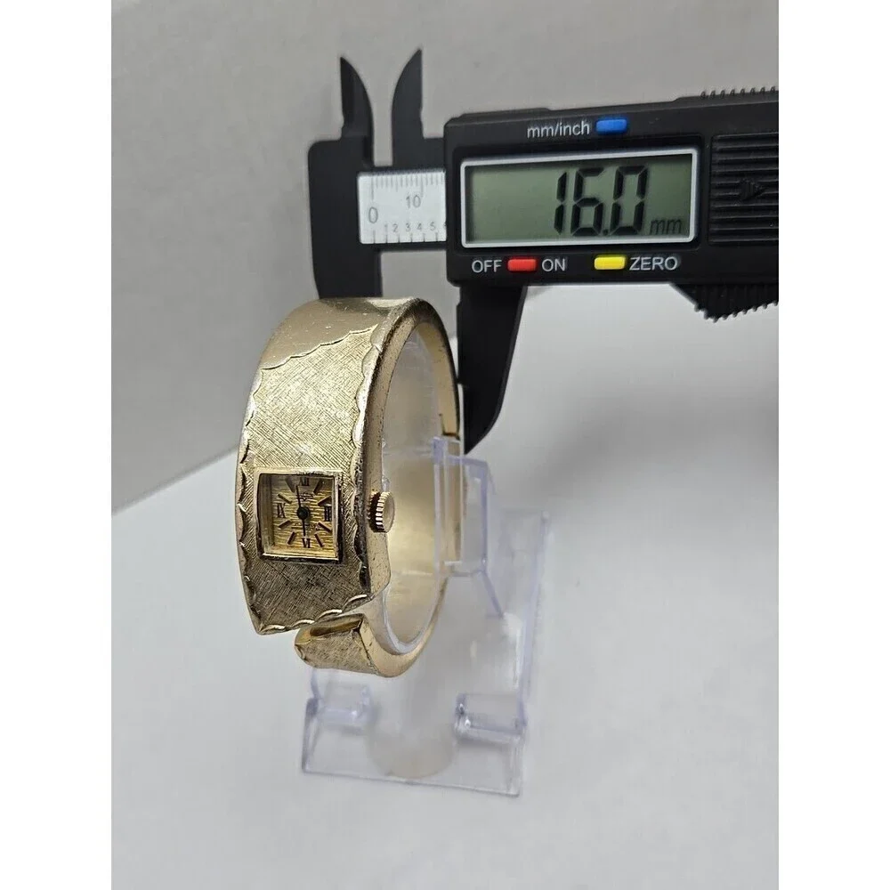 Vulcain Medana Pamela Bangle Watch Swiss 17 Jewels West Germany Gold Tone Ladies